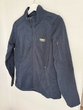LL Bean Sweater Fleece Zip Jacket Nauticsl Navy Medium Petite MP NEW